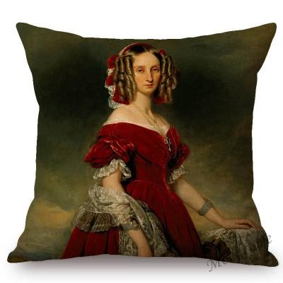 Franz Xaver Winterhalter Rococo Royal Court Princess Queen Beautiful Lady Portrait Oil Painting Sofa Pillow Case Cushion Cover