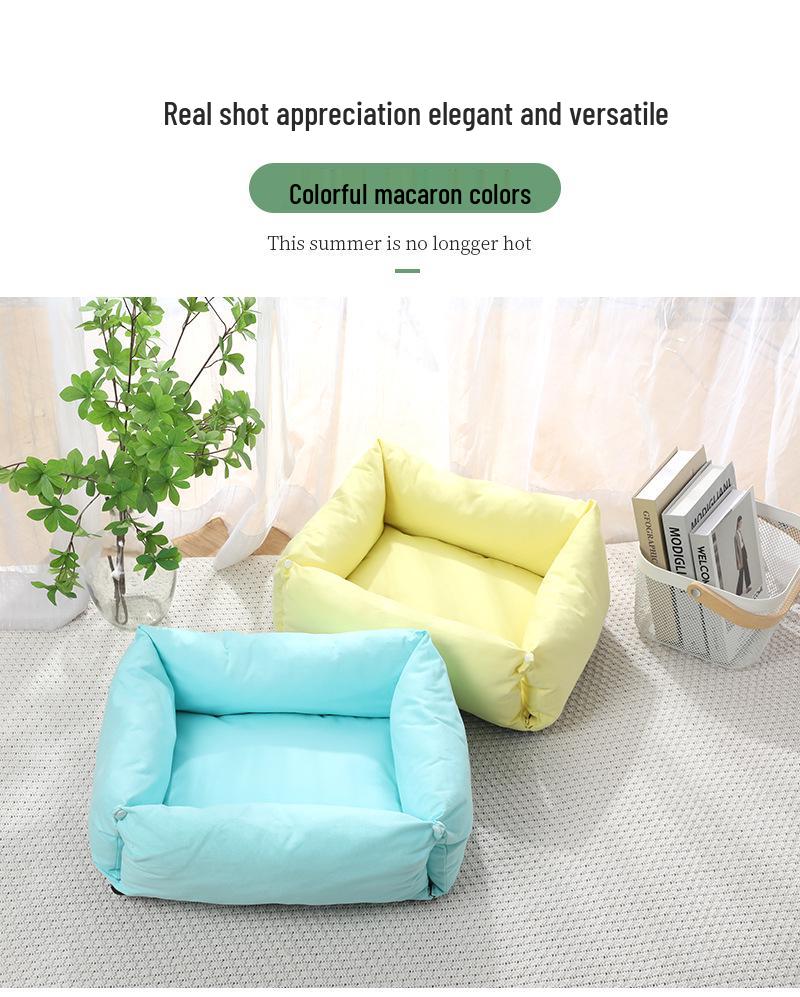 Korean Cute Pet Sofa Bed: Thick Pure Cotton Canvas, Removable & Washable, Dual-Use for Small Dogs & Cats