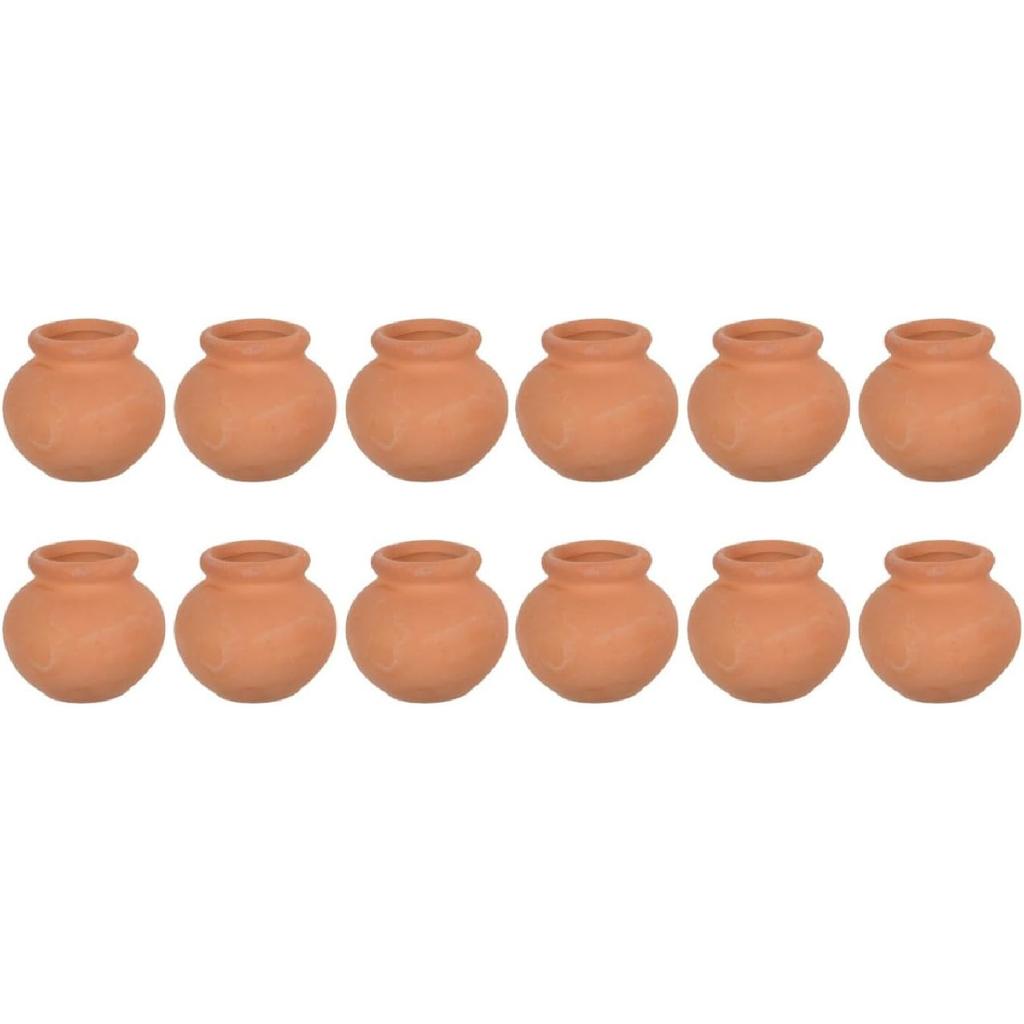 HANABASS 12 Pcs Mini Terracotta Pots 1.5 Inch Small Succulent Clay Pots for Plants Ideal for Home Decor, Craft Projects, and Party Favors, Desktop