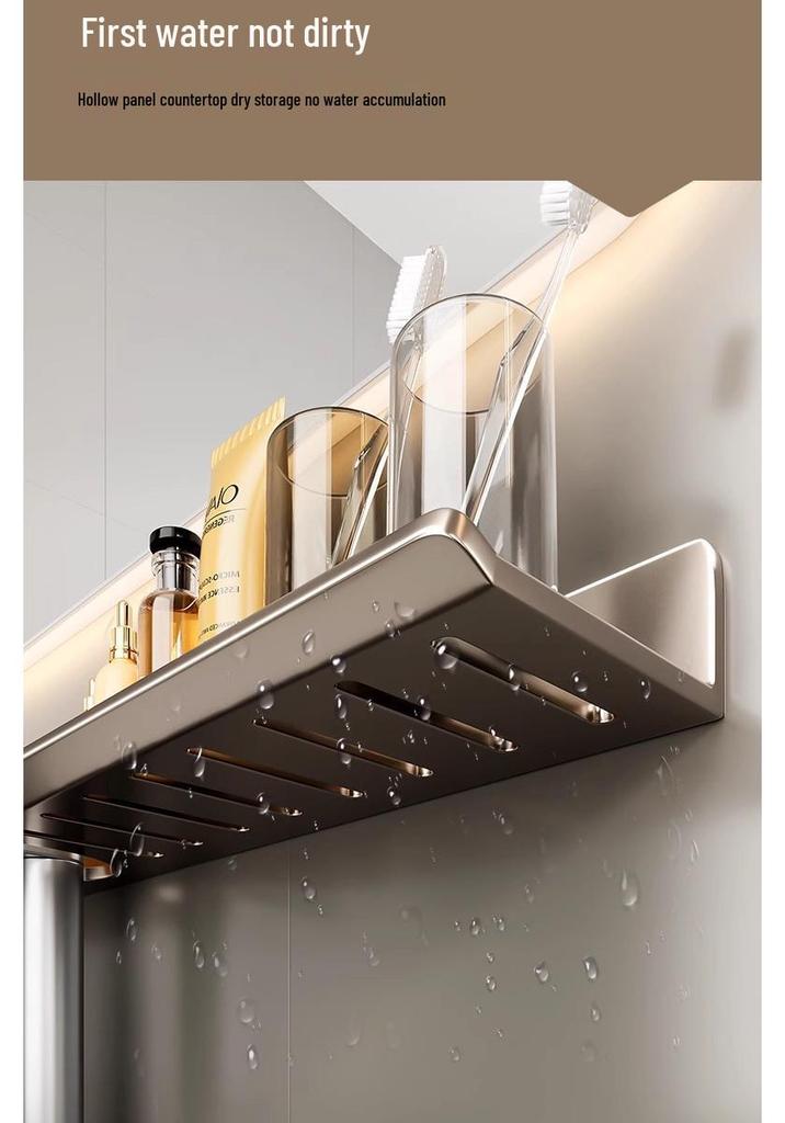No-Drill Wall-Mounted Bathroom Shelf for Mirror, Faucet, and Vanity