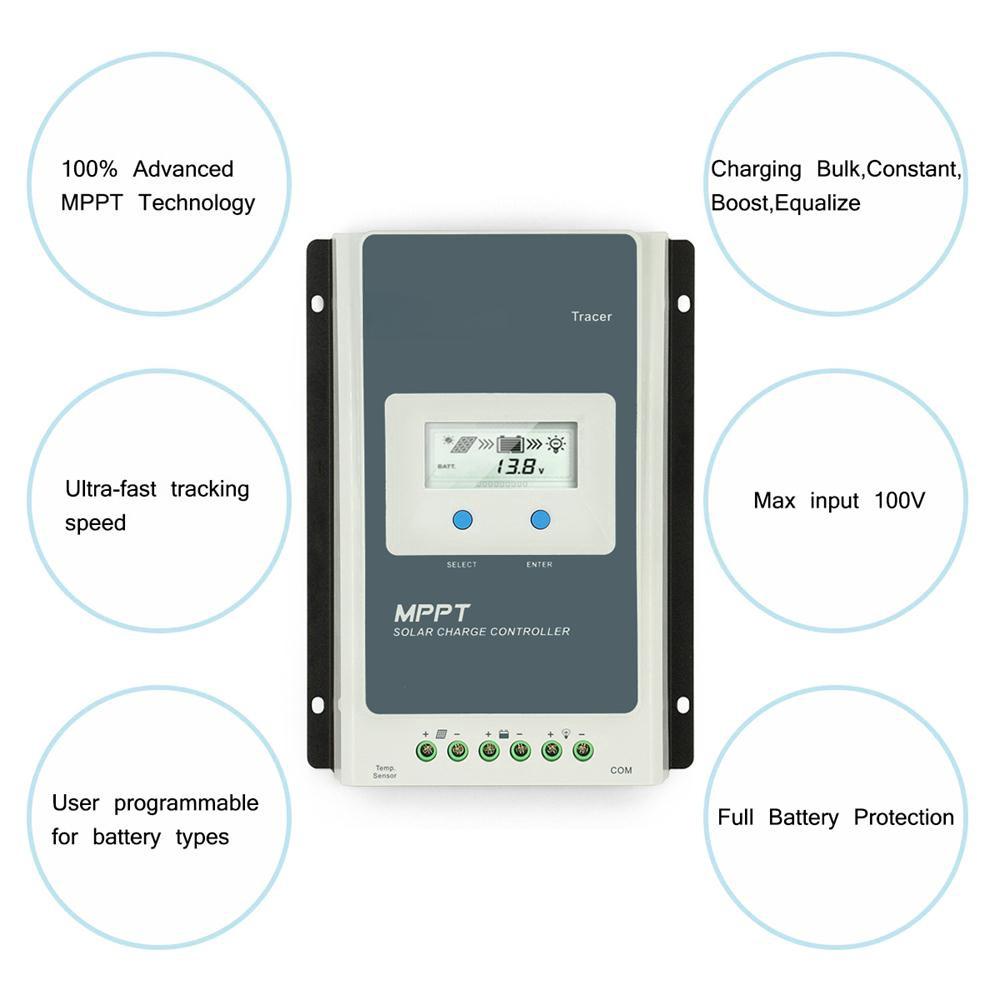 20A/30A/40A EPEVER Tracer MPPT LCD Diaplay Solar Charge Controller Battery Regulator Tools