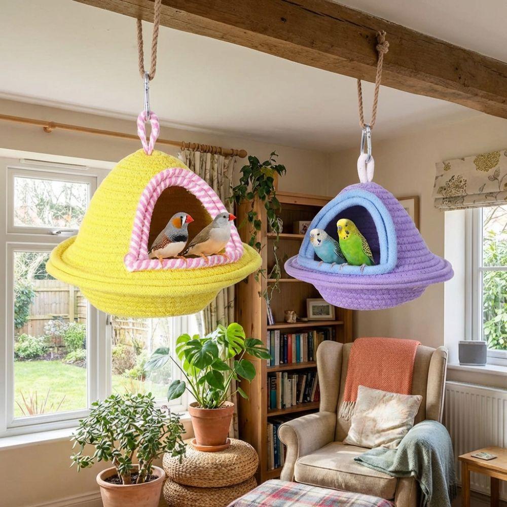 Windproof Bird Cage Nest Handmade Weave Parrot Bed House Bird Hanging Bed  Bird Cage