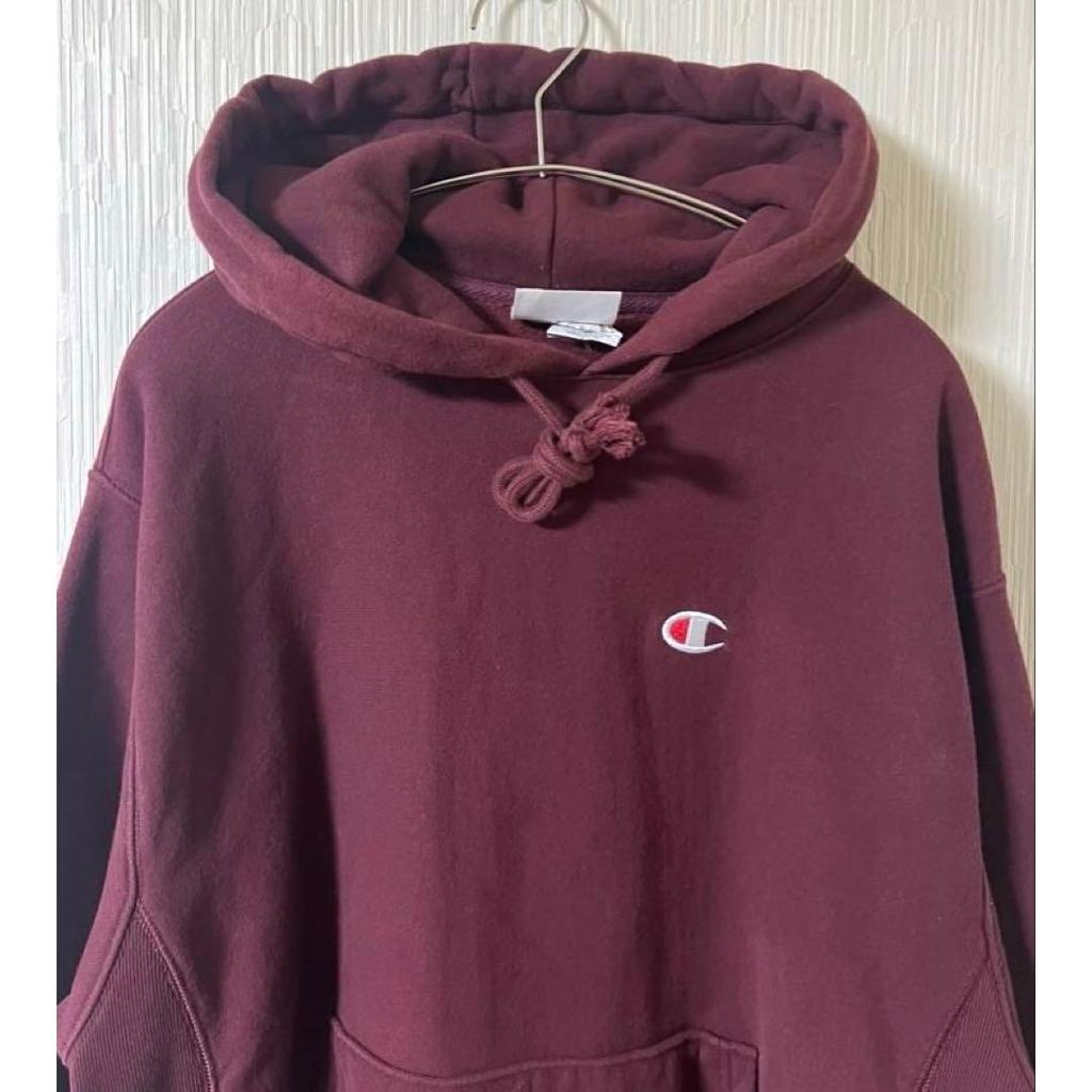 Used US old clothes Champion reverse weave plain sweat parka dark red