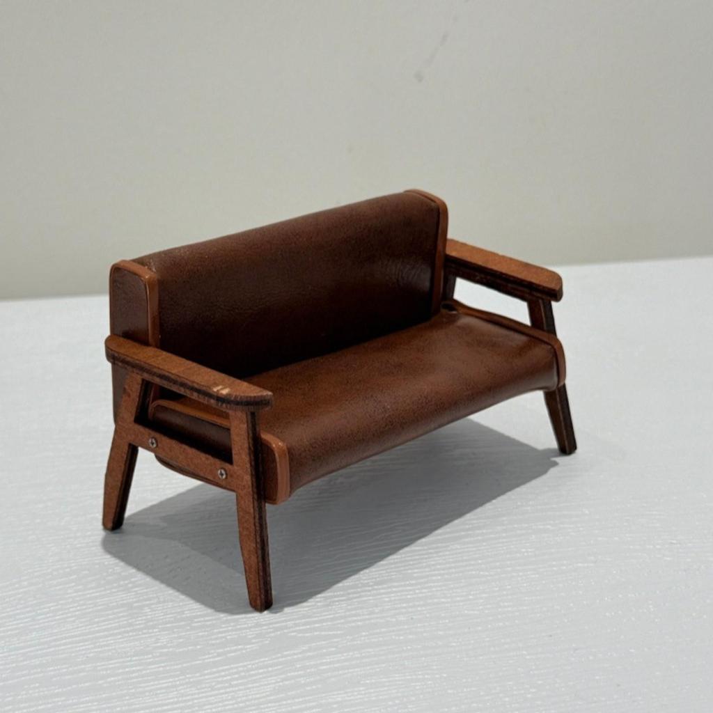 Miniature Wooden Sofa Toy Padded Furniture Detailed for DIY Miniatures, Crafters