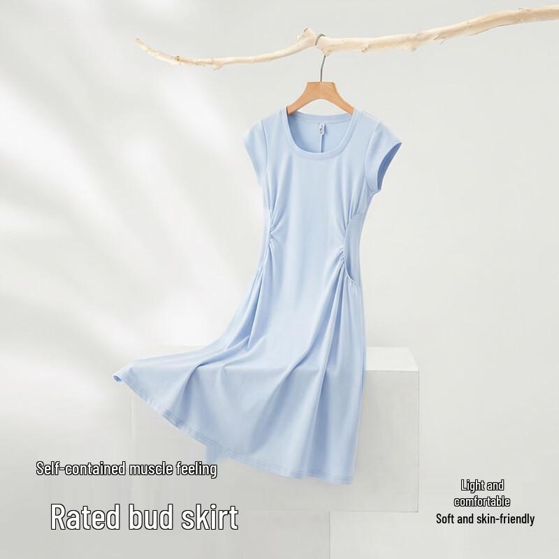 Semir Women's U-Neck Pleated Short Sleeve Dress