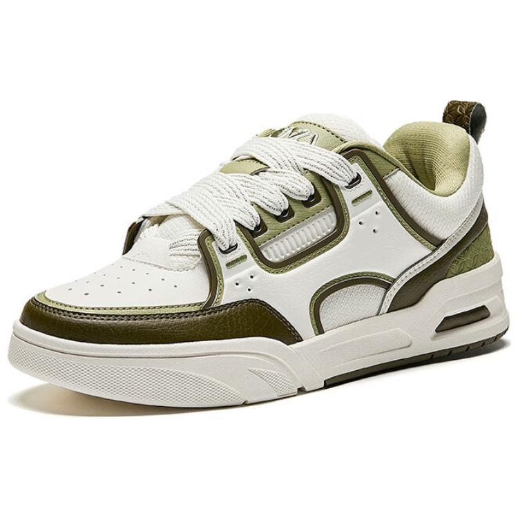New Anta Anti Slip Wear Resistant Low Top Skateboard Shoes Men's White Green 112518040-2