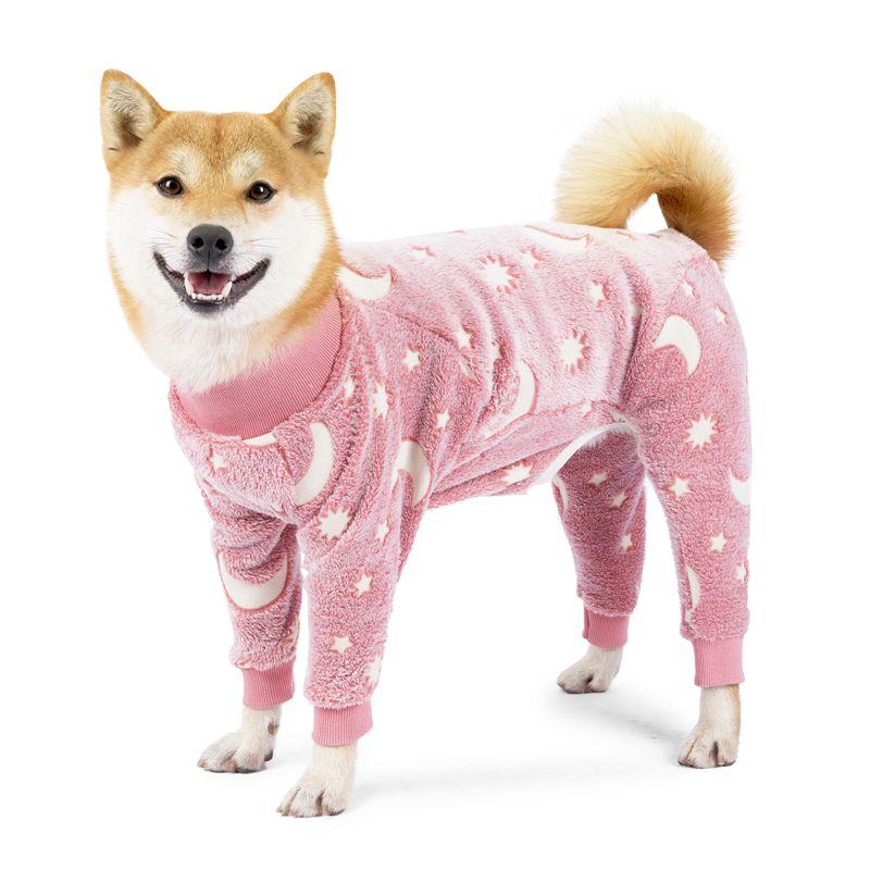 Hundepyjamas Vierbeiner Haustier Fleece Overall Winter Warm Hund Overall Niedliche Haustierkleidung Onesies für Mittlere Große Hunde Labrador Mantel