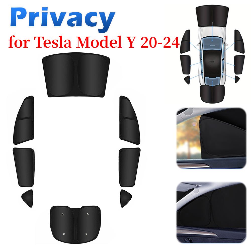 8Pcs/Set Car Multi Sun Shade Ultraviolet Isolation Total Blackout Sun Visors for Tesla Model Y 2020-2025 Accessories