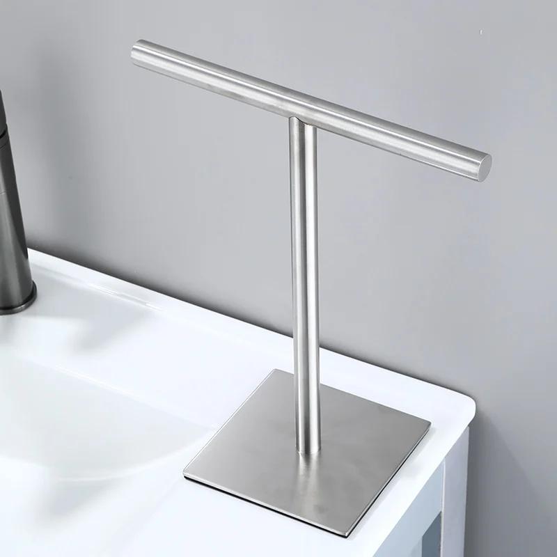 Movable Free-Standing Hand Towel Holder paper towel holder 304 Black Bath Towel Stand Bathroom Towel Hanger Vanities Countertop