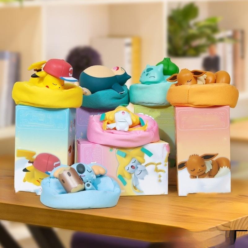 Cartoon Anime Pokemon Blind Box Pikachu Snorlax Action Figure Doll Cute Desktop Ornament Collectible Model Decoration