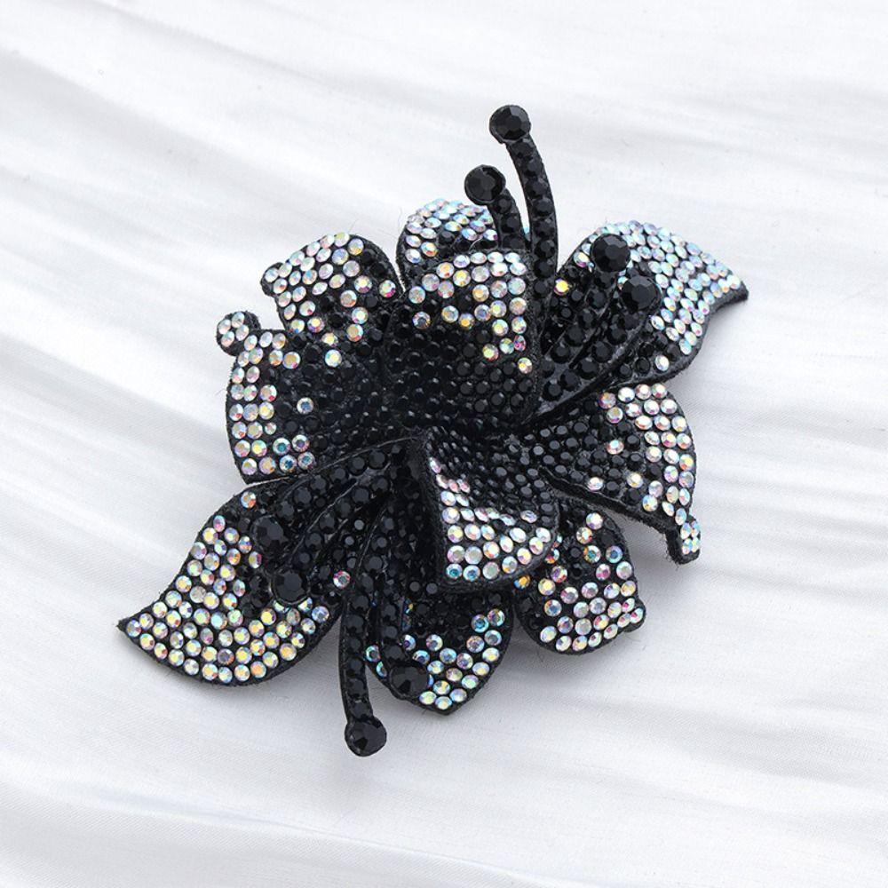 Patch di Tessuto con Strass Raffinato Scintillante Multicolore Patch di Tessuto 3D Applicazione Floreale a Doppio Strato Fiori per Scarpe