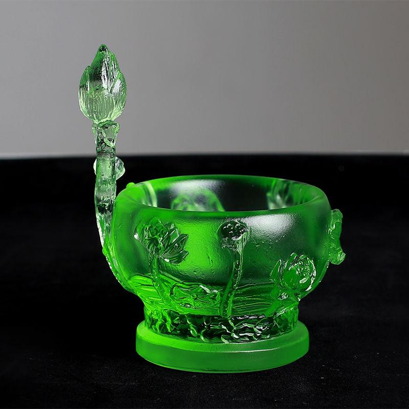 

Стеклянная чаша для очистки воды, подсвечник, буддийский храм, храм, лампа для поклонения Будде, принадлежности для облегчения курильницы для благовоний, лотос, подлинный круглый