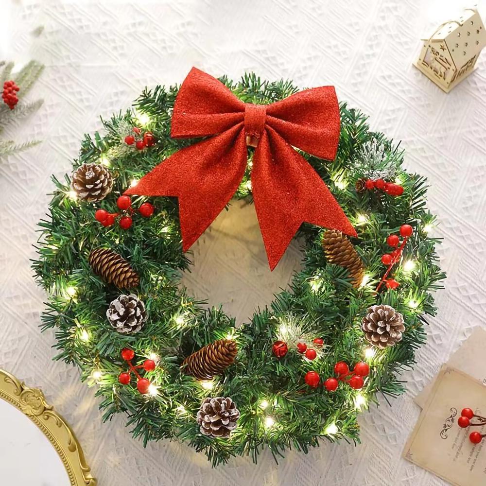 Christmas Wreath Decoration Decorative Xmas Holiday Crafts Door Wreath Christmas Garland for Indoor Home Front Door Wall Decor