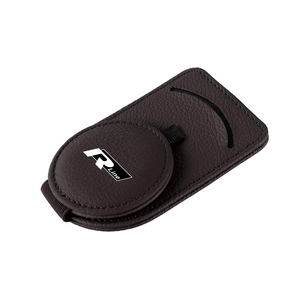 W14-Leather Car Sun Visor Glasses Holder Sunglasses Card Clip For Volkswagen VW R Polo Passat Rline Golf 4 5 6 Tiguan Jetta GTI ID.3