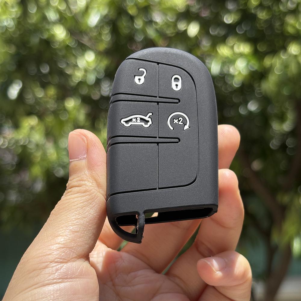 Keychain Protection For Jeep Cherokee Limited Grand Compass Dodge Journey Hellcat Chrysler 300C Ii Silicone Key Cover Fob Holder