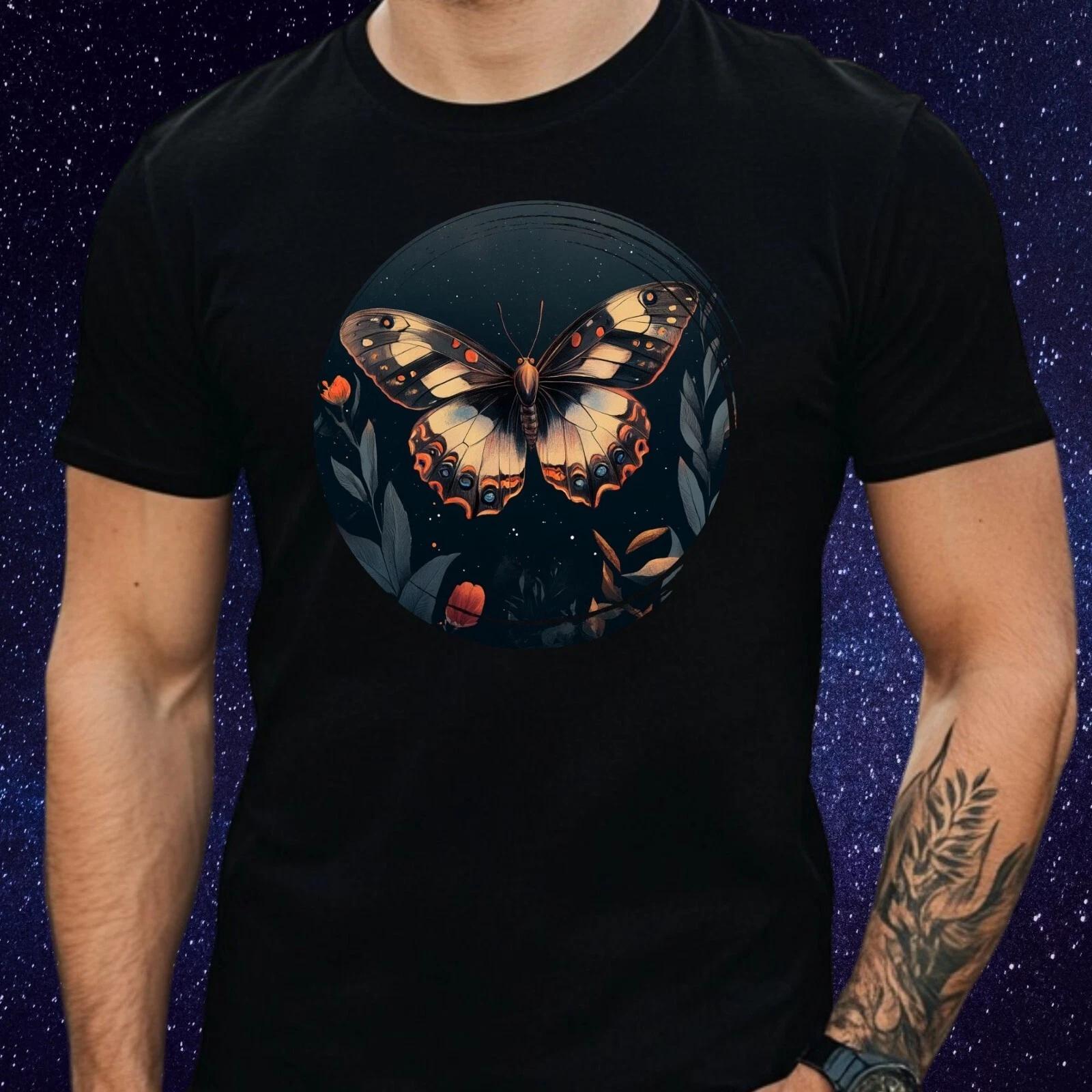 T-Shirt Herren Motte mit Blumen Motiv Baumwolle Größe S bis 5XL L