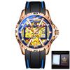 ORKINA Sports Outdoor Automatic Watch for Men Luminous Hands Gold Skeleton Mechanical Watches Luxury Brand Rubber Strap Clock