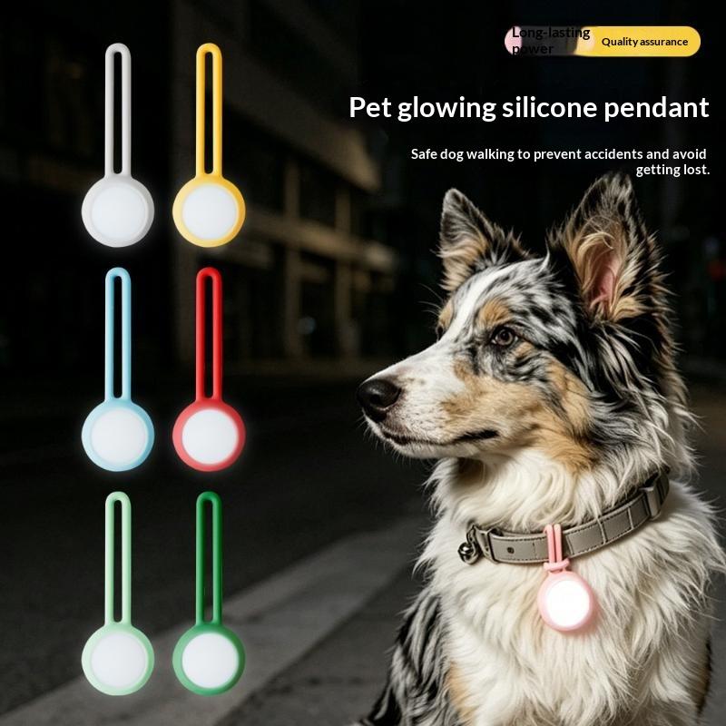 Silicone Pet Glowing Pendant Long Lasting Battery High Visibility For Night Dog Walking Prevent Pet Loss Waterproof SkinFriendly