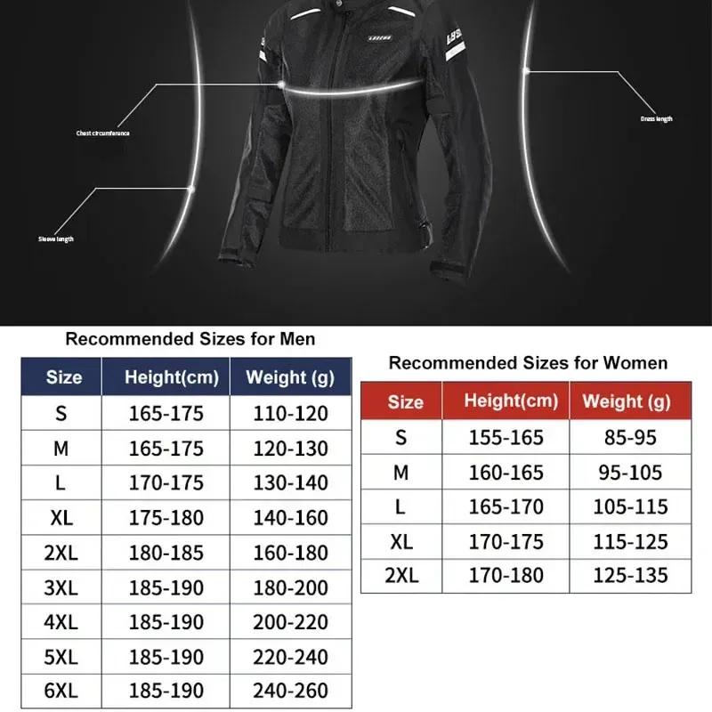 LYSCHY Motorcycle Jacket Pants Summer Mesh Breathable Motorbike Jacket Men Women CE2 Level Protective Anti-fall Motocross Jacket