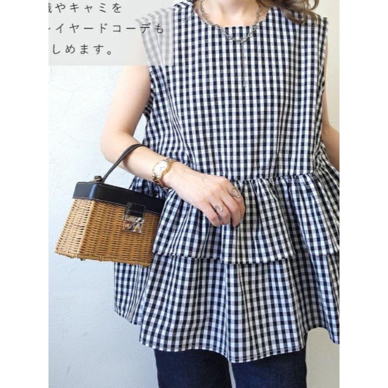 Japan Fashion Korean Style Summer New Round Neck White Girl Frill Loose Sleeveless Vest Shirts All-Match Doll Shirt