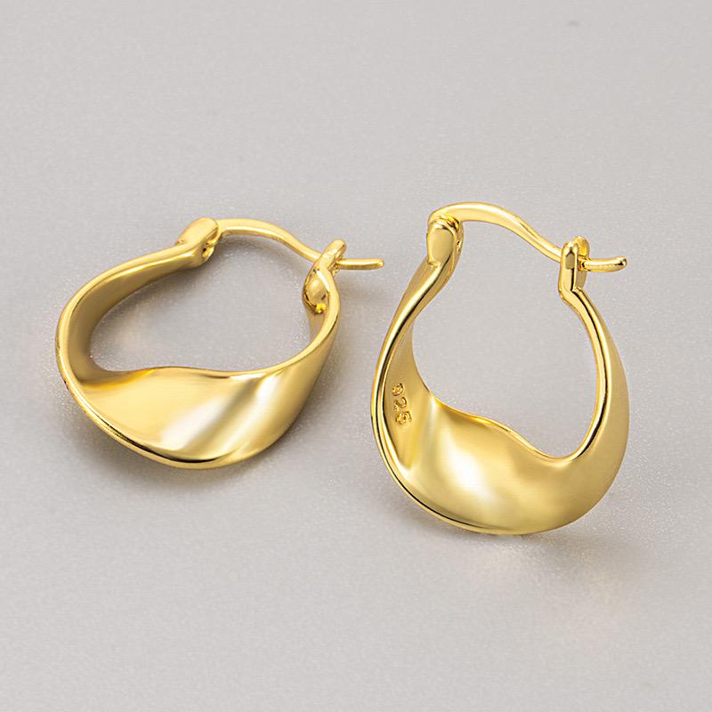 925 Sterling Silver Earrings For Women Trendy Gold Color Geometric Earring Jewelry Prevent Allergy Party Accessories Gift