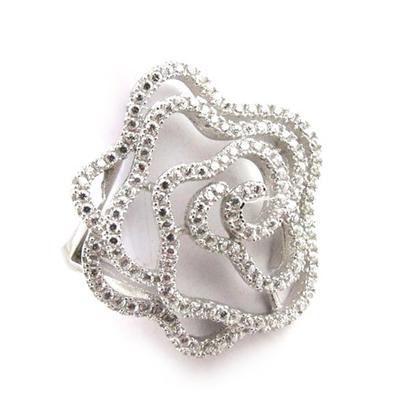Silver Ring 'Rosa Romantica' White