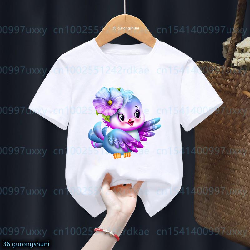 New Arrival Girls Tshirt Fuuny Owl In Cherry Blossom Tree Animal Print ChildrenS Tshirt Cute Kids Clothing Summer Boys TShirt 100