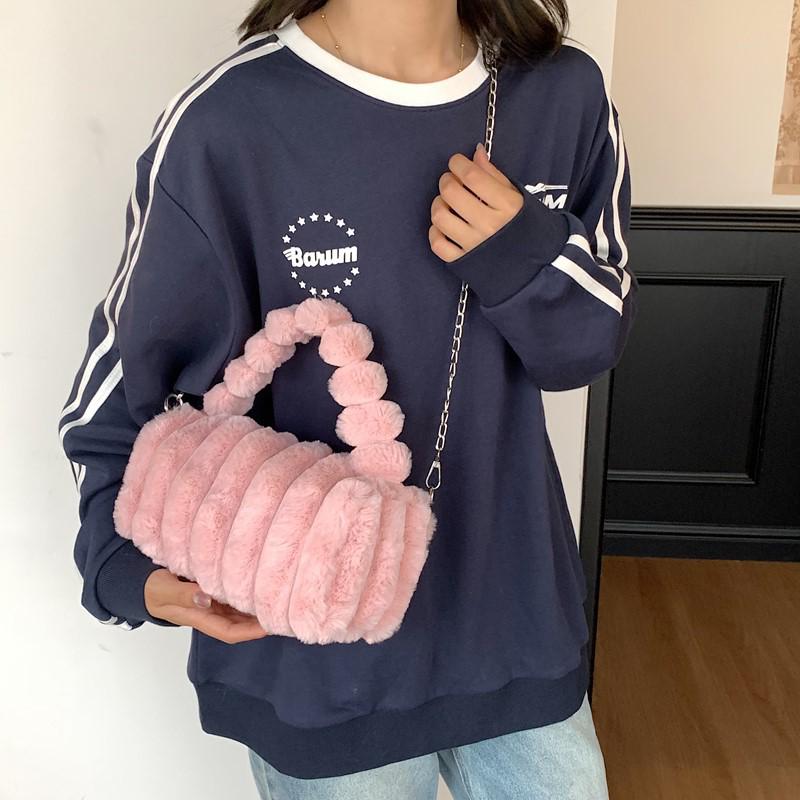 

Plush High-End Textured Commuter Fashion Handbag: Versatile Underarm, Tote, Shoulder, & Crossbody Bag. розовый