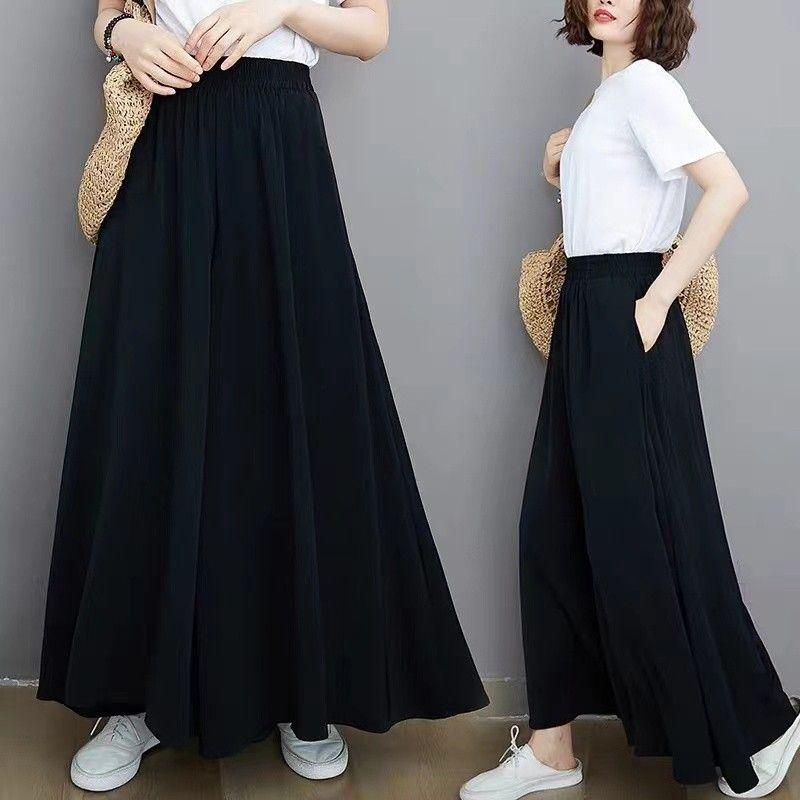 

150.00kg Slim Looking Plus Size Ladies Casual Swing Wide-Leg Skort Black L Recommended 40.00 kg-50.00 kg