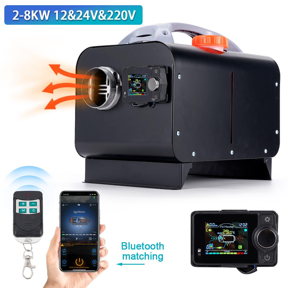 Car Parking Heater Set 12v 24v 220v Universal 2-8KW Black Full Body Metal Thickened Shell With Bluetooth Voice Playback Function
