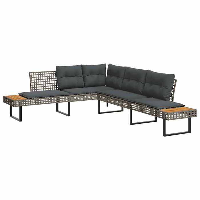VidaXL Garden Lounge Set with Cushions 2pcs Grey Braided Resin and Glass 3277496