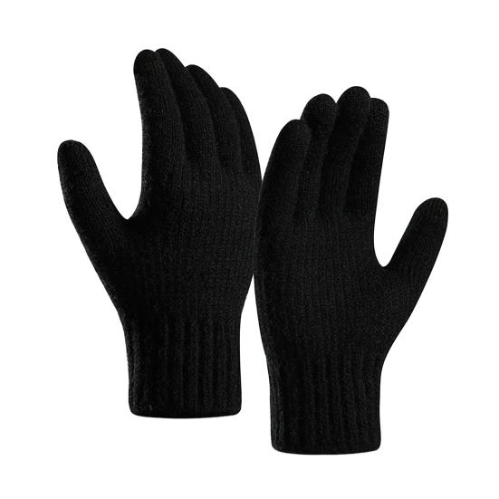 

1 Pair Men Gloves Knitted Touchscreen Thickened Stretchy Full Finger Keep Warm Alpaca Wool Autumn Winter Adults Motorcycle Riding Gloves for Outdoor