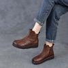 Johnature Ethnic Style Retro Soft Soled Hollow Out Boots Versatile Genuine Leather Flat Women's Sandals