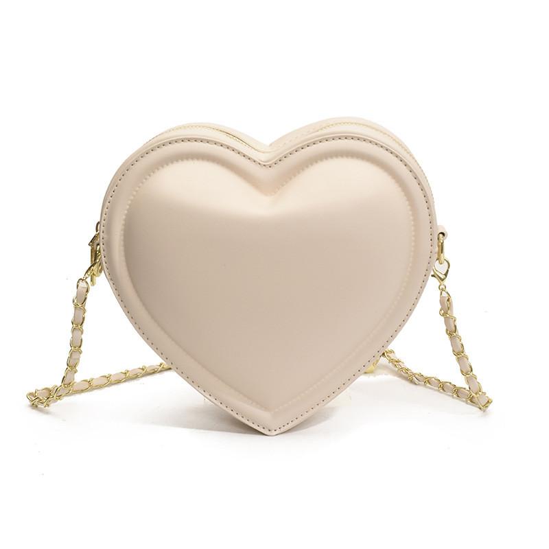 

Цвет Простой Однотонный Сумка-цепочка на плечо в форме сердца Женская Повседневная Для Ежедневного Использования белый