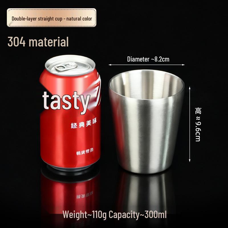 Korean Industrial Style 304 Stainless Steel Double-Walled Gold Beer Mug and Tea Cup