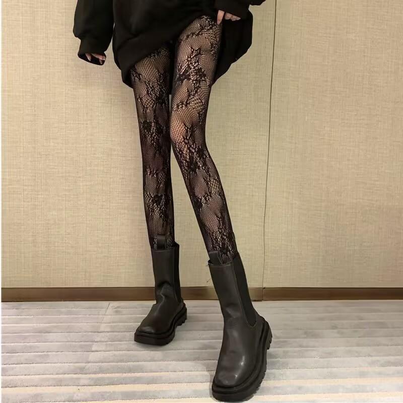 Spring and Summer Niche Thin Lolita Lace Blooming Flower Pantyhose Sweet Cool Babes Mesh Socks