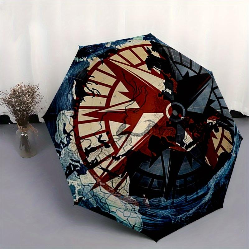 Compass Globe Map: Nautical Design for Adventure LoversUmbrella, Portable 3-Fold Compact Umbrella,Christmas Gift ES577