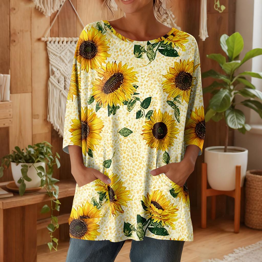 Damen 3/4-Ärmel Shirts Grafik-T-Shirts Shirts Lässige Basic-Tops Pullover