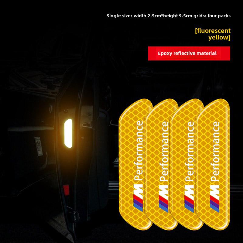 4Pcs/Set Car Door Stickers DIY Car BMW M Reflective Tape Warning Mark Reflective Open Notice Bicycle Accessories Car Decoration