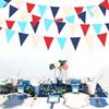 32Ft Red Blue White Nautical Pennant Banner Fabric Triangle Flag Bunting Garland Streamer for Nautical Theme Birthday Ahoy Achor Pirate Baby Shower