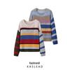 2024 Fall Women's European & American Style Color Block Rainbow Sweater