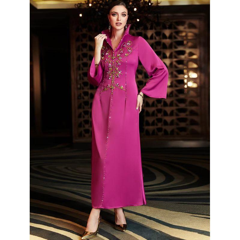 New Middle East Dubai Beads Embroidery Lace-up Dress Diamond Studded Lace up Dress