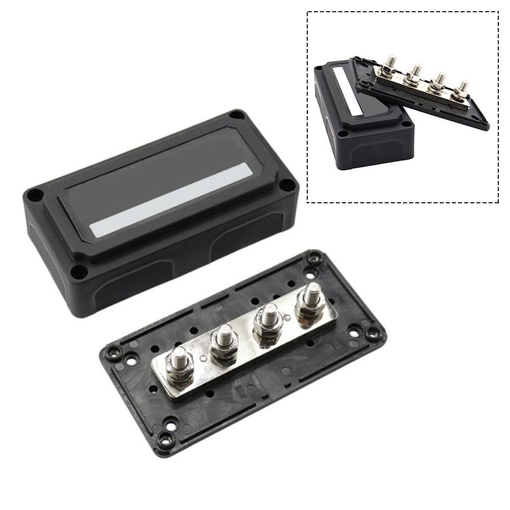 Robustly Built Bus Bar Distribution Box for Customization in Automotive and Marine Settings with 4 For M8 Terminals