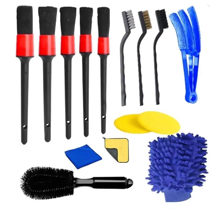 15 ცალი მანქანის ჰაერის გასასვლელი და ნაპრალის გამწმენდი ფუნჯების ნაკრები