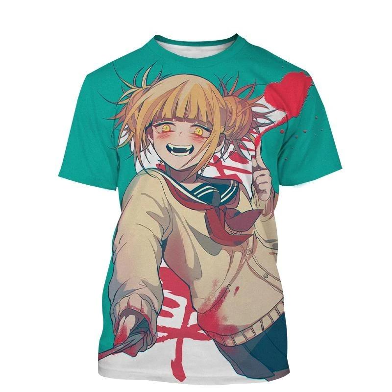 Anime Character Himiko Toga 3D Print Man/ Women Casual Fashion O Neck T-shirts Short Sleeve Tops Fashion Unisex Clothing