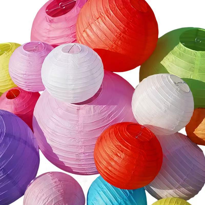 Solid Color Round Paper Lanterns for Wedding Room Decoration