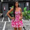 2025 European and American New Sleeveless Strap Printed Sexy Dress for Women, African Fashion Elegant Women's Popular Short Skirt