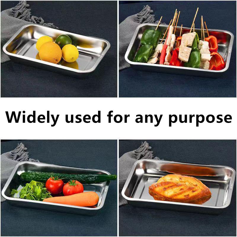 Edelstahl Barbecue Teeaufbewahrung Serviertabletts Rechteck Gedämpfter Reis Wurst Teller Grill Fleisch Restaurant Metallutensilien 1Stk.