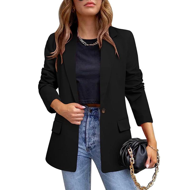 Høst og vinter Langermet Slim Fit Dressjakke Kvinner Elegant Halskrage Løse kåper Kvinner Casual Solid Plus Size Jakker Dameklær 25129