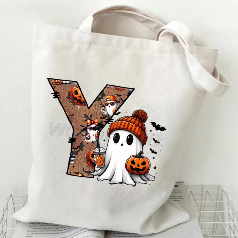 26 Letters Personalized Printing Trend Handbag Commuter Shoulder Bag Canvas Bag